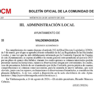 Exposición pública de la cuenta general correspondiente al ejercicio 2023